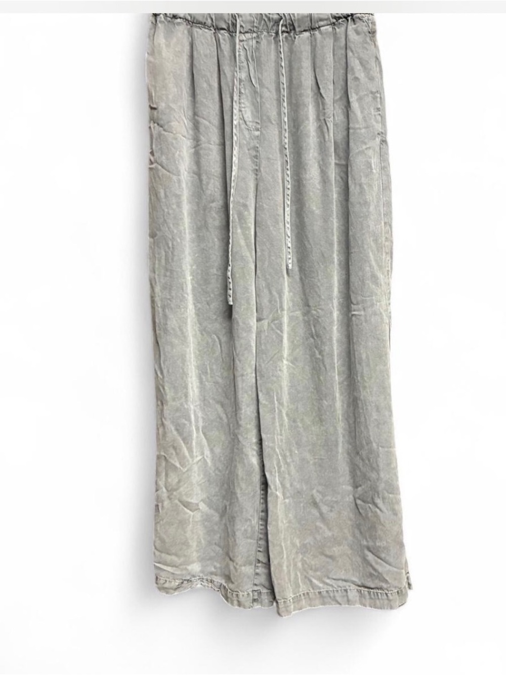 mahina Wide Leg Drawstring Pants in Faded Light Gray